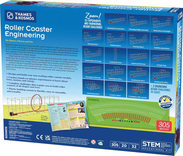 Roller Coaster Engineering STEM Kit | Design, Build, Experiment W/ Working Roller Coaster Models | Explore Physics, Forces, Motion, Energy, Velocity & More | Solve Building Challenges