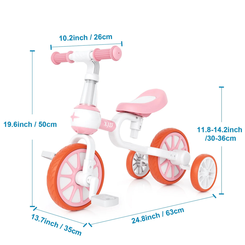 3-In-1 Toddler Tricycle for 1-5 Years Old Boys Girls Toddler Bike Kids Trikes for Balance Training Baby Bike Infant Trike