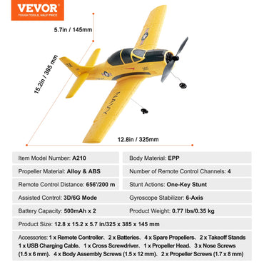 Succebuy RC Plane 2.4G 4CH Remote Control Airplane W/ 6-Axisgyro Stabilizer Aircraft Toy RC Glider for Kids Beginners Boys Gifts