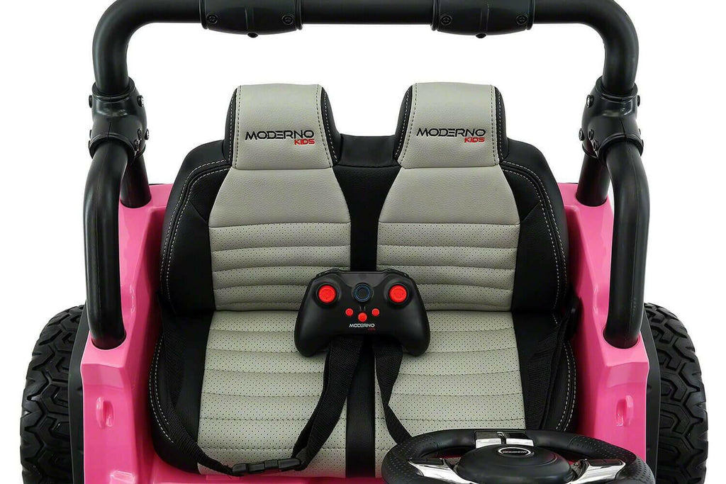 24V Jeep Ride On Parental Remote Leather Seats Bluetooth MP3 LED