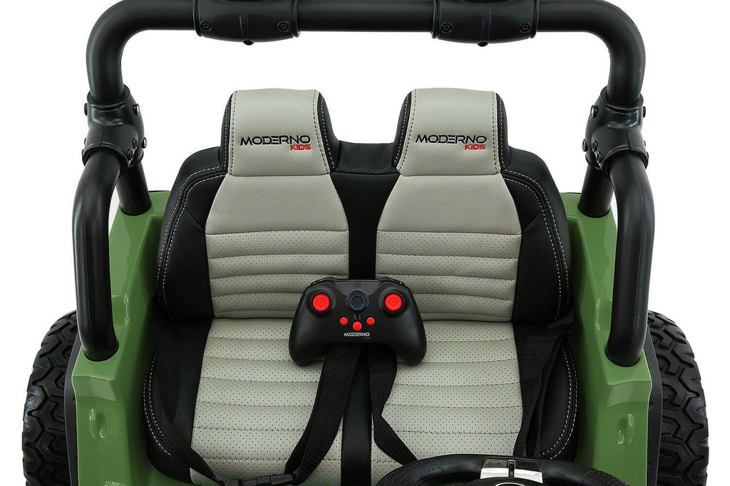 12V Jeep Ride On Truck Leather Seats Bluetooth MP3 LED Wheels