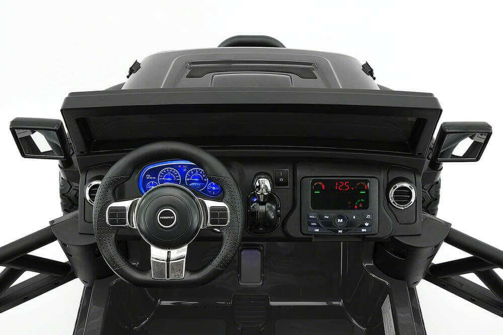 12V Jeep Ride On Truck Leather Seats Bluetooth MP3 LED Wheels