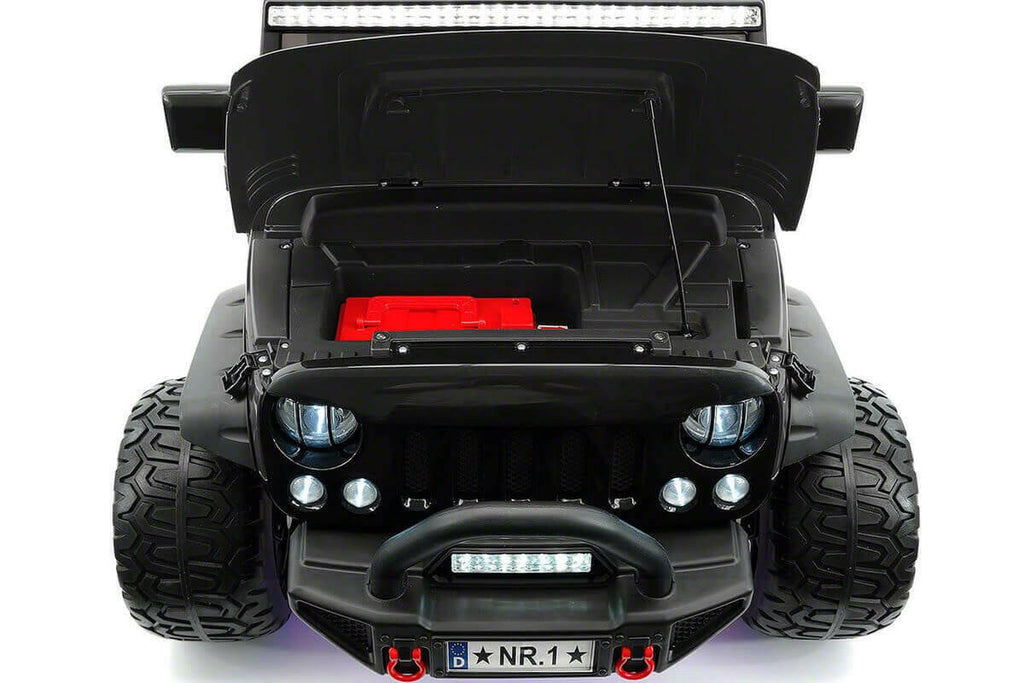 12V Jeep Ride On Truck Leather Seats Bluetooth MP3 LED Wheels