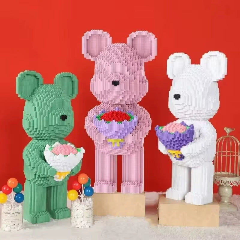48Cm Flower Violent Bear Huge Building Block Children'S Toys with Small Particles Bricks 3D Model Children'S Adult Gift