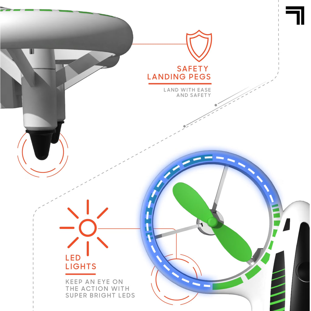 RC Stunt Drone for Kids, 2.4Ghz Remote Control, LED Lights, Assisted Landing, Mini Quadcopter, Rechargeable