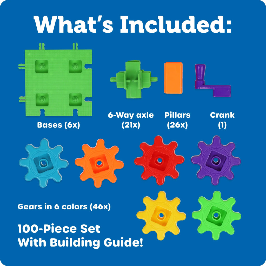 Gears! Gears! Gears! 100 Piece Deluxe Building Set STEM, Ages 3+
