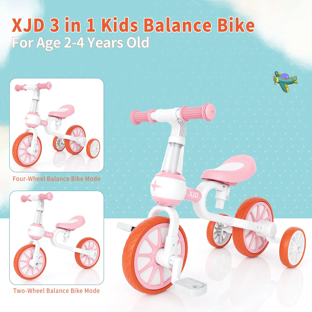 3-In-1 Toddler Tricycle for 1-5 Years Old Boys Girls Toddler Bike Kids Trikes for Balance Training Baby Bike Infant Trike