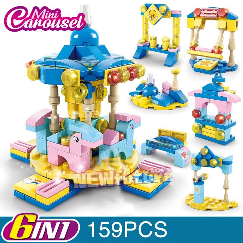 DIY Architecture Ice Cream Car Store Street View Food Building Blocks Kit Girls Bricks Classic Movie Model Toys