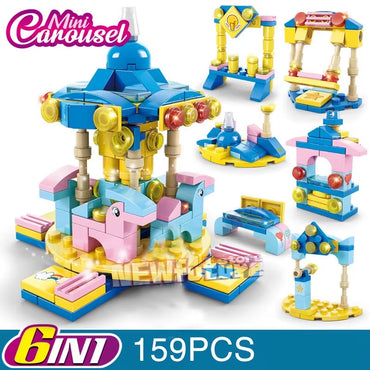 DIY Architecture Ice Cream Car Store Street View Food Building Blocks Kit Girls Bricks Classic Movie Model Toys