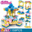 DIY Architecture Ice Cream Car Store Street View Food Building Blocks Kit Girls Bricks Classic Movie Model Toys