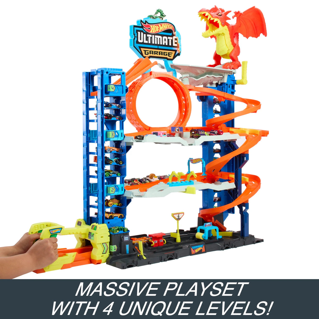 City Ultimate Garage Playset with 2 Die-Cast Cars, Storage for 50+ Cars Child Age 4-8