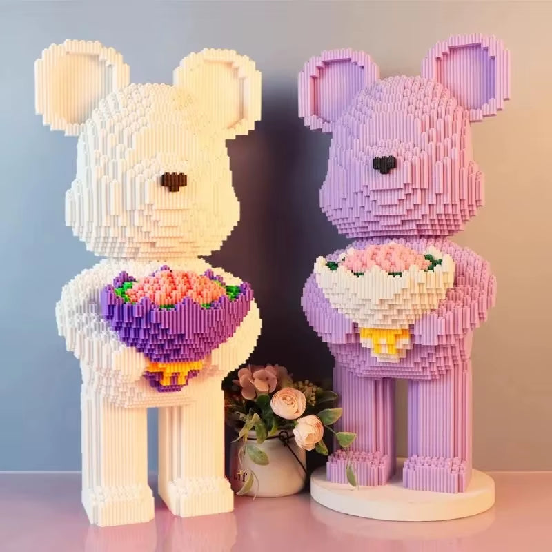 48Cm Flower Violent Bear Huge Building Block Children'S Toys with Small Particles Bricks 3D Model Children'S Adult Gift