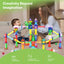 Picassotiles Marble Run Magnetic Tiles for Kids – 200PCS STEM Educational Construction Building Blocks Race Track Toy Set