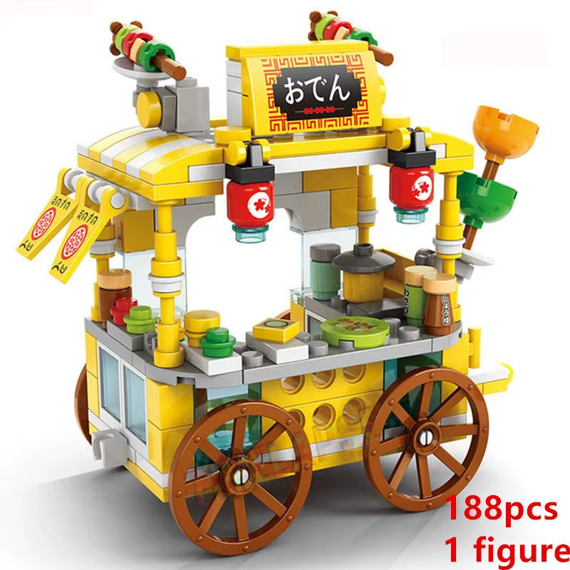 DIY Architecture Ice Cream Car Store Street View Food Building Blocks Kit Girls Bricks Classic Movie Model Toys
