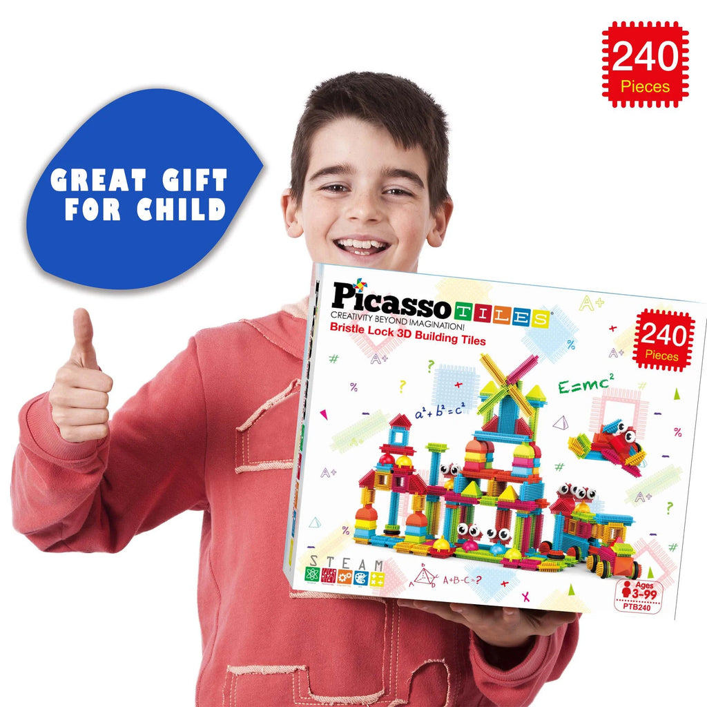 Picassotiles 240PCS Hedgehog Interlocking 3D Building Blocks, STEAM Educational Construction Playset, Creative Sensory Toy Gift for Kids Ages 3+