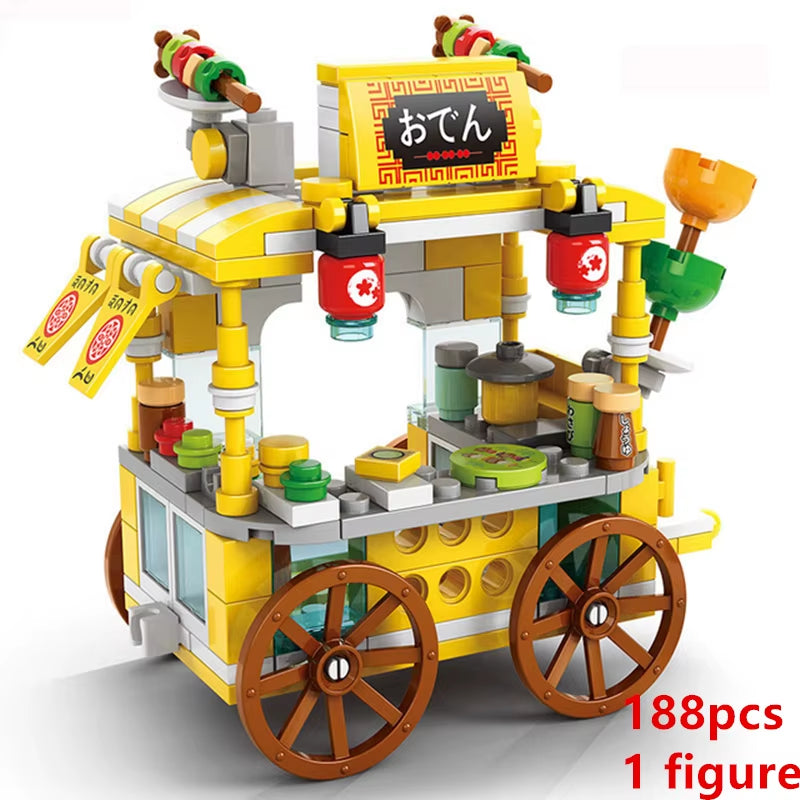 DIY Architecture Ice Cream Car Store Street View Food Building Blocks Kit Girls Bricks Classic Movie Model Toys