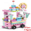 DIY Architecture Ice Cream Car Store Street View Food Building Blocks Kit Girls Bricks Classic Movie Model Toys