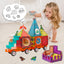 Magnetic Tiles Building Blocks with 4 Cars Magnet Train Set for Kids Construction Stem Toy for Girls Boys Toddlers