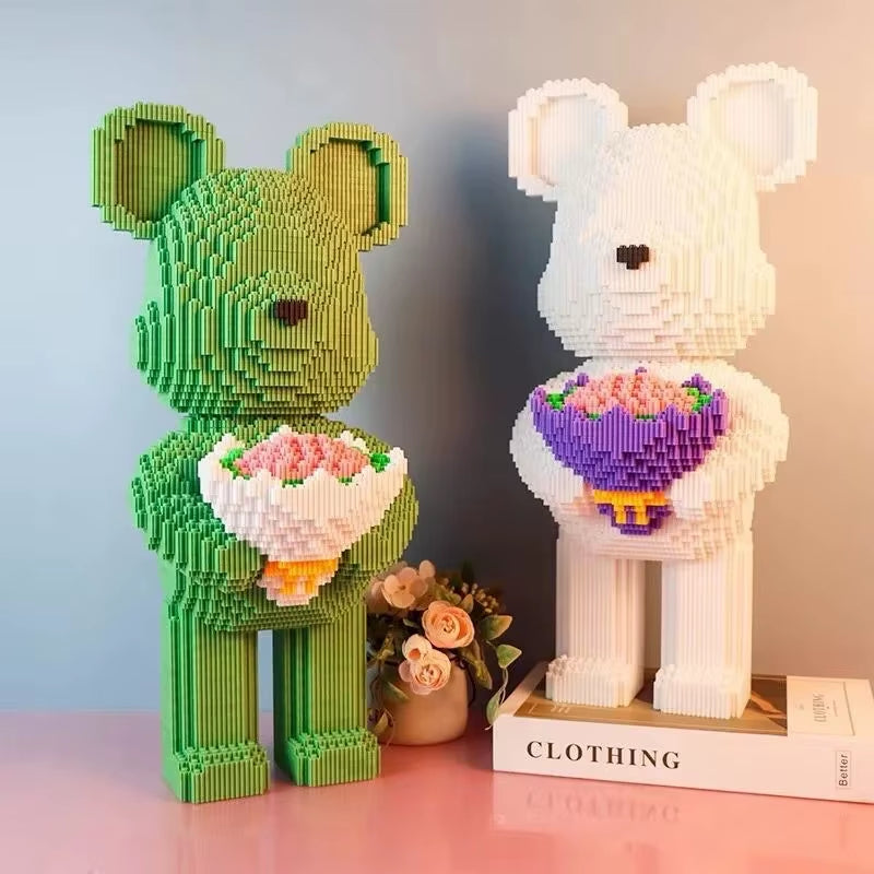 48Cm Flower Violent Bear Huge Building Block Children'S Toys with Small Particles Bricks 3D Model Children'S Adult Gift