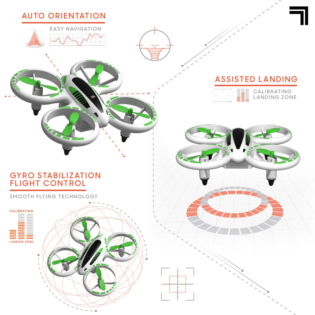 RC Stunt Drone for Kids, 2.4Ghz Remote Control, LED Lights, Assisted Landing, Mini Quadcopter, Rechargeable