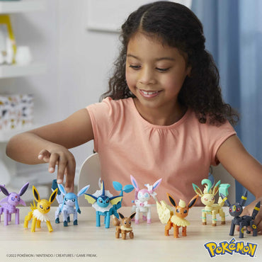 MEGA Pokemon Action Figure Building Toys for Kids, Every Eevee Evolution with 470 Pieces, 9 Poseable Characters, Gift Idea