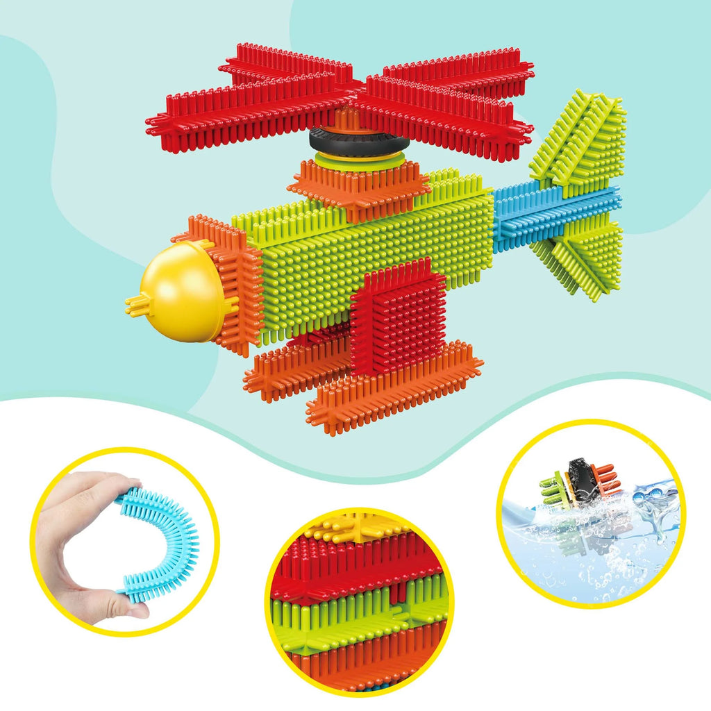 Picassotiles 240PCS Hedgehog Interlocking 3D Building Blocks, STEAM Educational Construction Playset, Creative Sensory Toy Gift for Kids Ages 3+