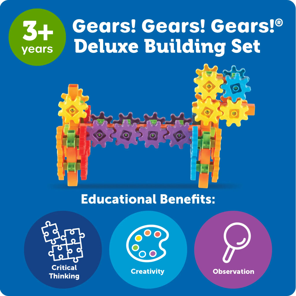 Gears! Gears! Gears! 100 Piece Deluxe Building Set STEM, Ages 3+