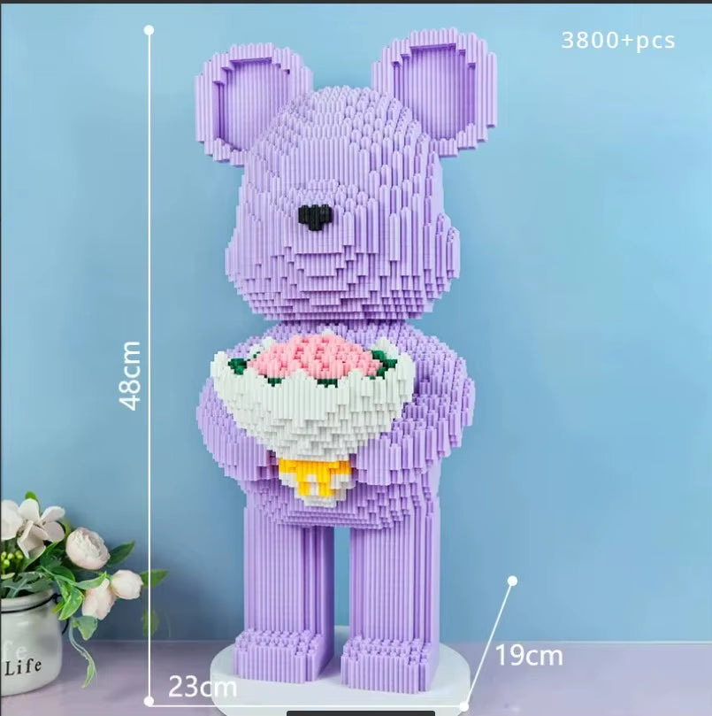 48Cm Flower Violent Bear Huge Building Block Children'S Toys with Small Particles Bricks 3D Model Children'S Adult Gift