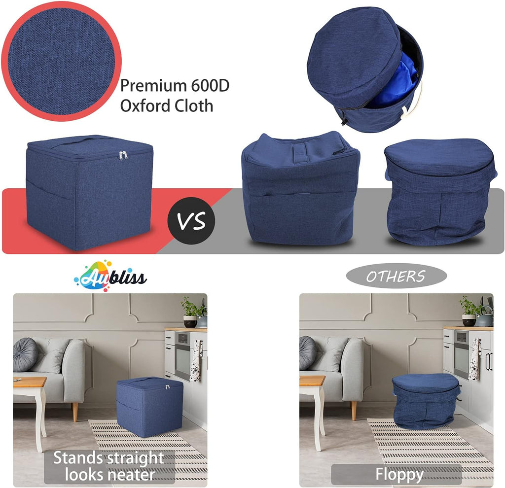Toy Storage Basket and Play Mat - Extra Large - 13.5'' Cubic Toy Quick Storage Bag with Zipper Lid and Inner Structure, Premium Oxford Toy Storage Organizer for Kids