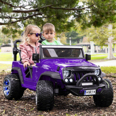 24V Jeep Ride On Parental Remote Leather Seats Bluetooth MP3 LED
