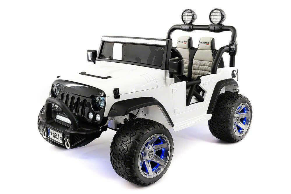 12V Jeep Ride On Truck Leather Seats Bluetooth MP3 LED Wheels