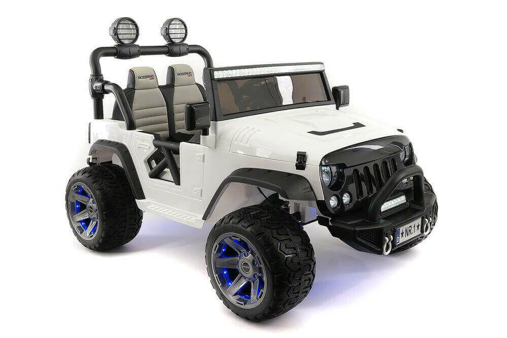 12V Jeep Ride On Truck Leather Seats Bluetooth MP3 LED Wheels