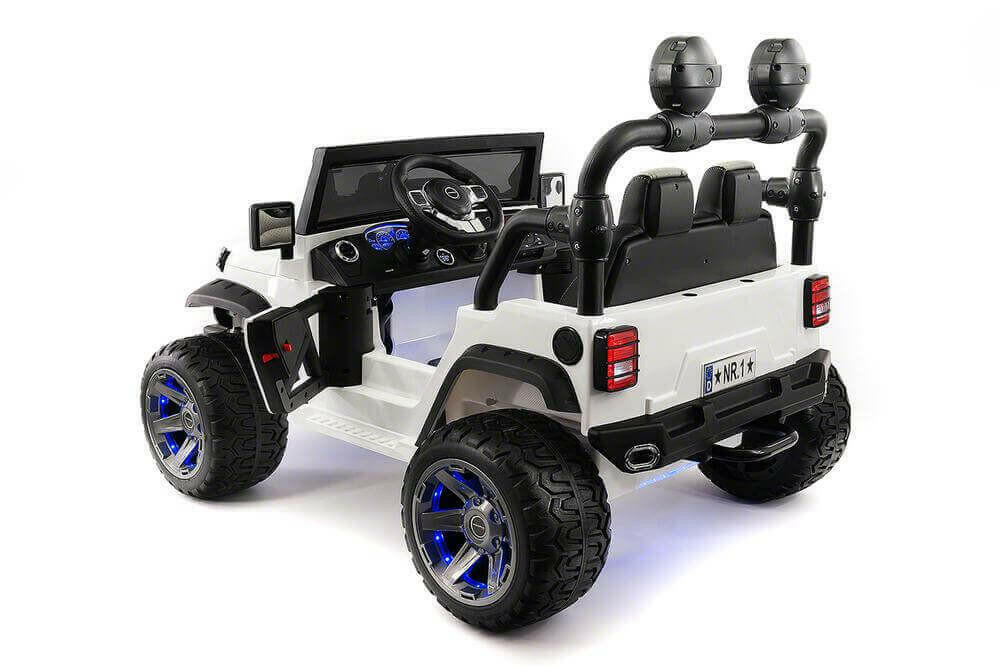 24V Jeep Ride On Parental Remote Leather Seats Bluetooth MP3 LED