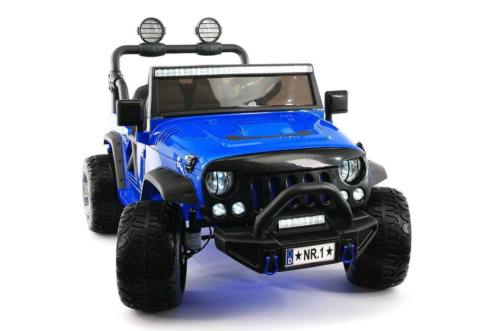 12V Jeep Ride On Truck Leather Seats Bluetooth MP3 LED Wheels