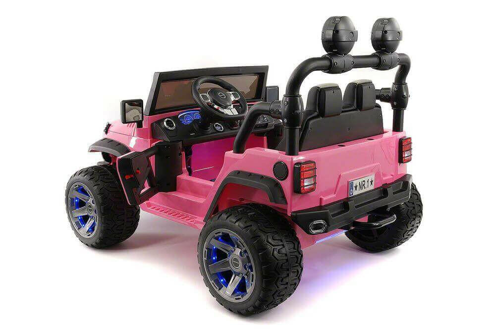 12V Jeep Ride On Truck Leather Seats Bluetooth MP3 LED Wheels