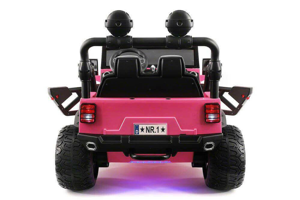 12V Jeep Ride On Truck Leather Seats Bluetooth MP3 LED Wheels