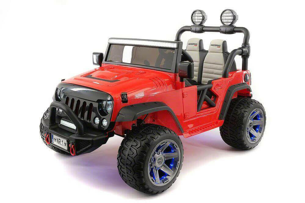 12V Jeep Ride On Truck Leather Seats Bluetooth MP3 LED Wheels