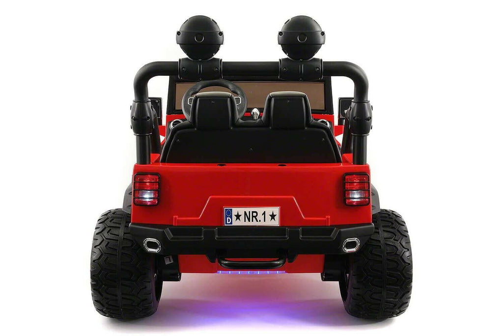 24V Jeep Ride On Parental Remote Leather Seats Bluetooth MP3 LED
