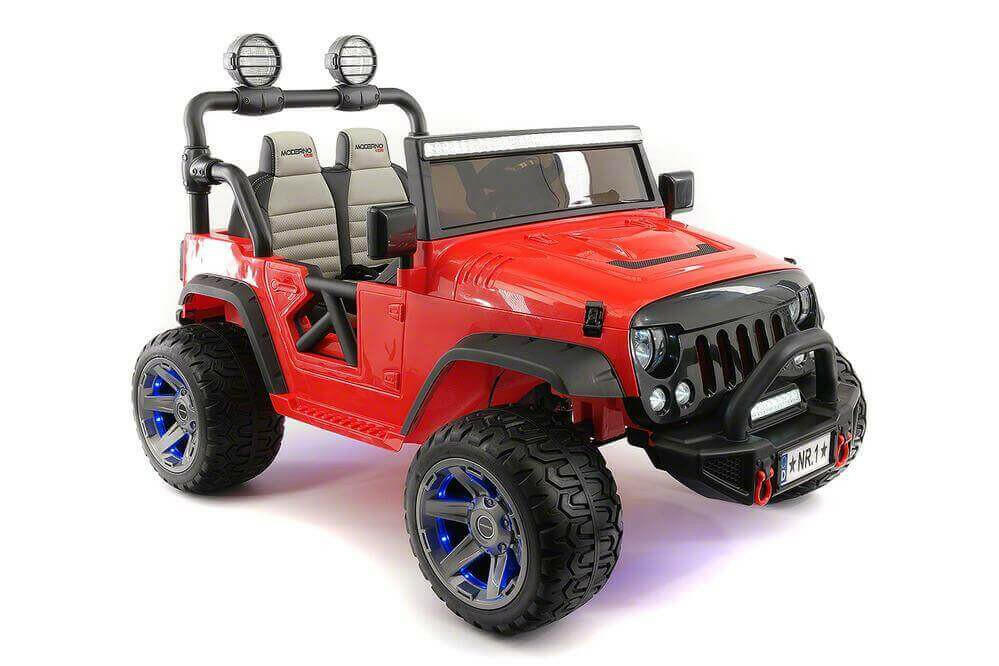12V Jeep Ride On Truck Leather Seats Bluetooth MP3 LED Wheels