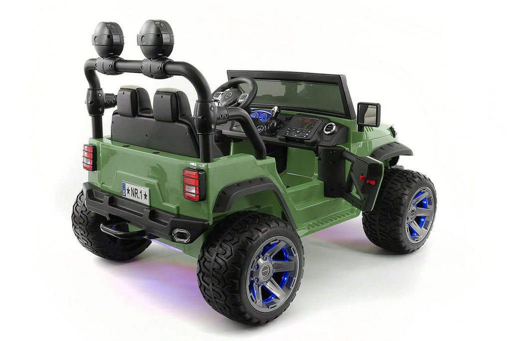 24V Jeep Ride On Parental Remote Leather Seats Bluetooth MP3 LED