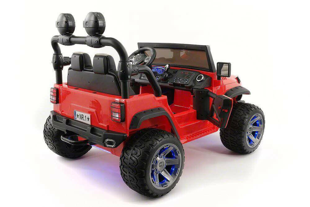 12V Jeep Ride On Truck Leather Seats Bluetooth MP3 LED Wheels