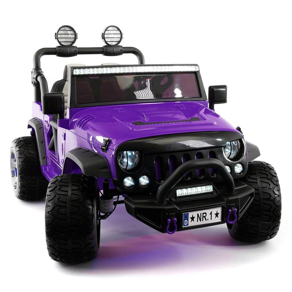 12V Jeep Ride On Truck Leather Seats Bluetooth MP3 LED Wheels
