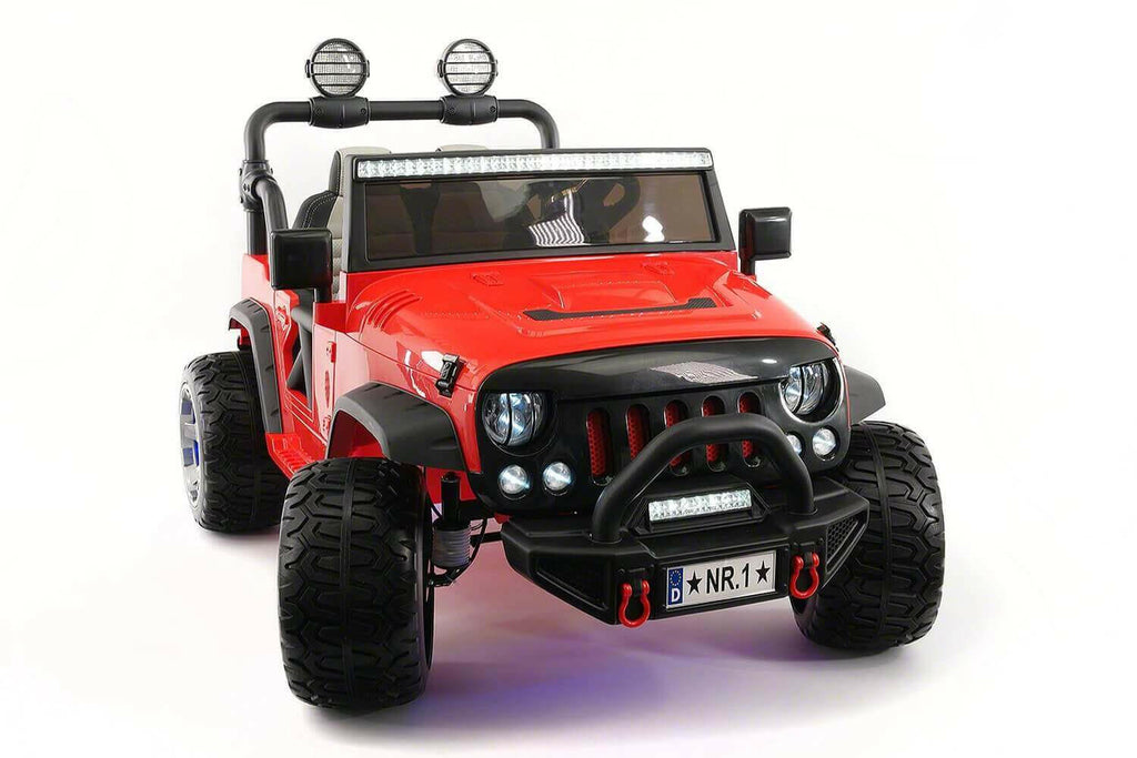 12V Jeep Ride On Truck Leather Seats Bluetooth MP3 LED Wheels