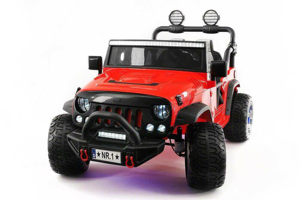 12V Jeep Ride On Truck Leather Seats Bluetooth MP3 LED Wheels