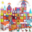 Magnetic Tiles Building Blocks with 4 Cars Magnet Train Set for Kids Construction Stem Toy for Girls Boys Toddlers