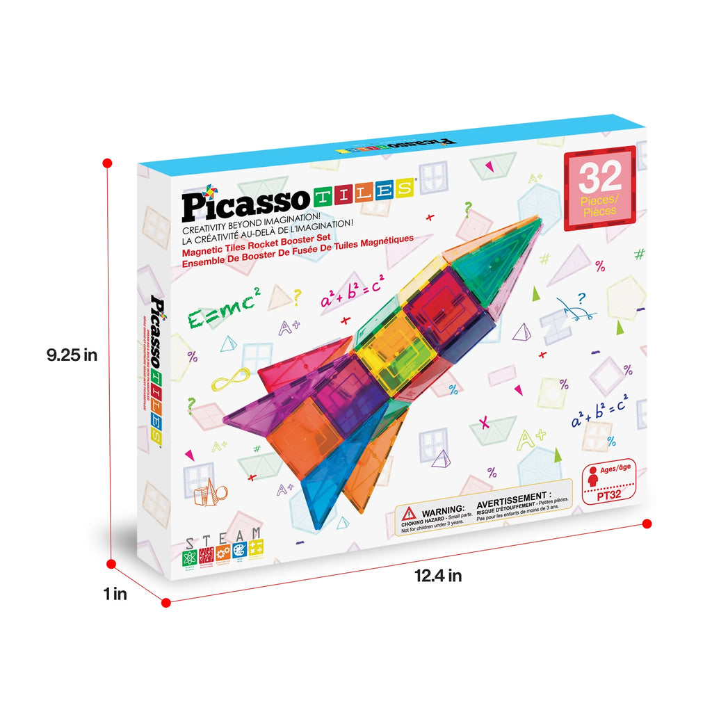 Picassotiles Rocket Booster Magnetic Tiles Set – Building Blocks STEM Construction Toy for Kids