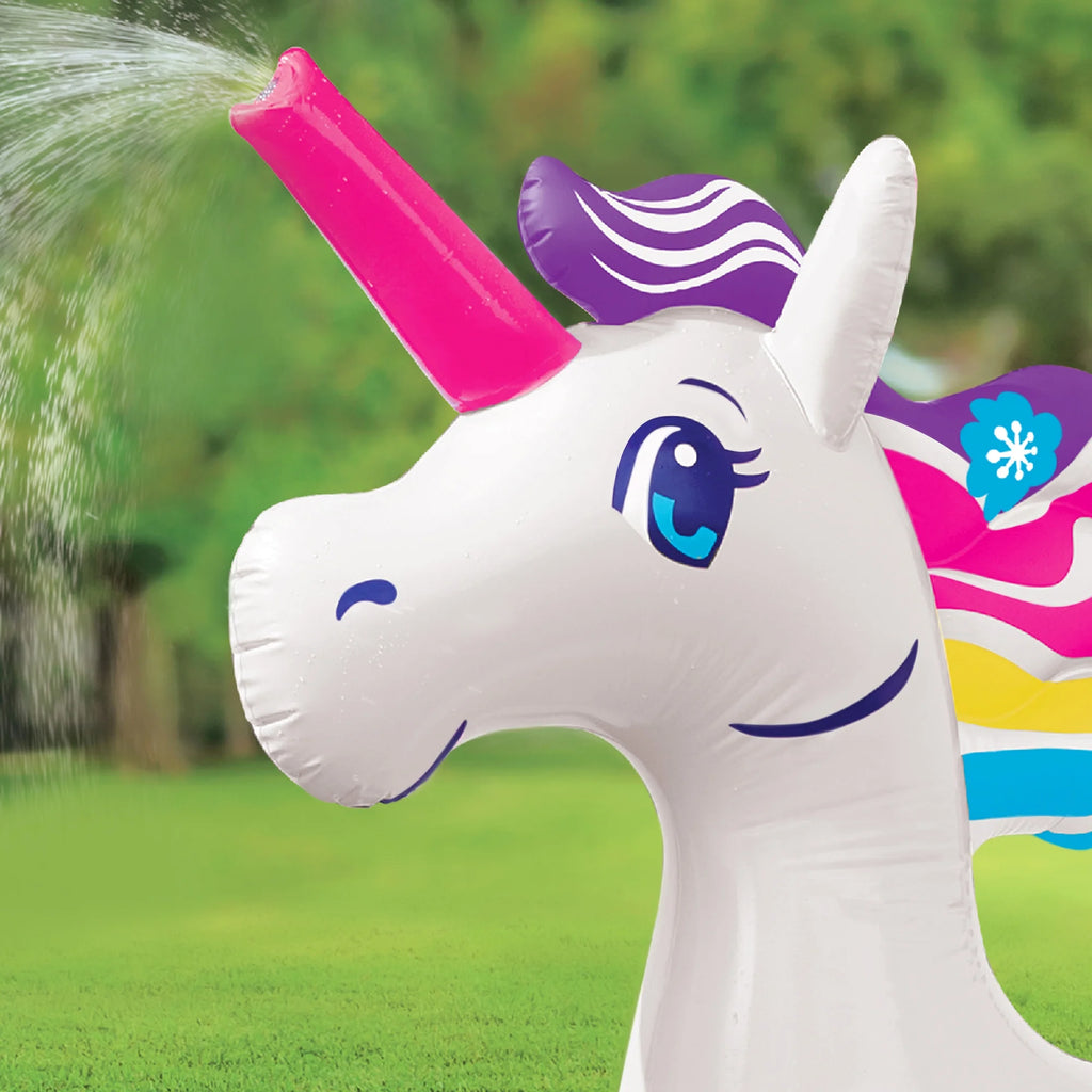 Inflatable Unicorn Sprinkler White 5 Feet Outdoor Kids Water Fun, Stationary Sprinkler Head, Ages 3+, Unisex