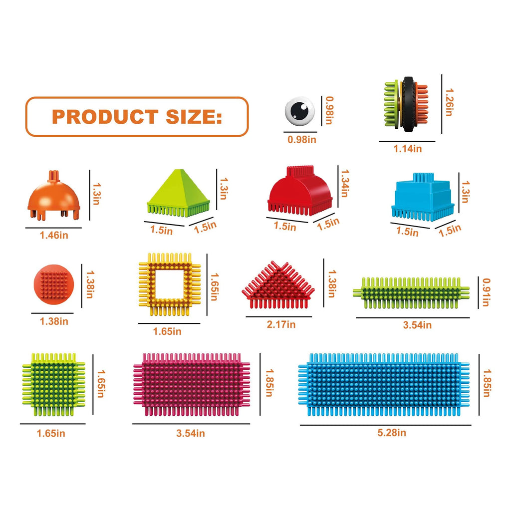 Picassotiles 240PCS Hedgehog Interlocking 3D Building Blocks, STEAM Educational Construction Playset, Creative Sensory Toy Gift for Kids Ages 3+