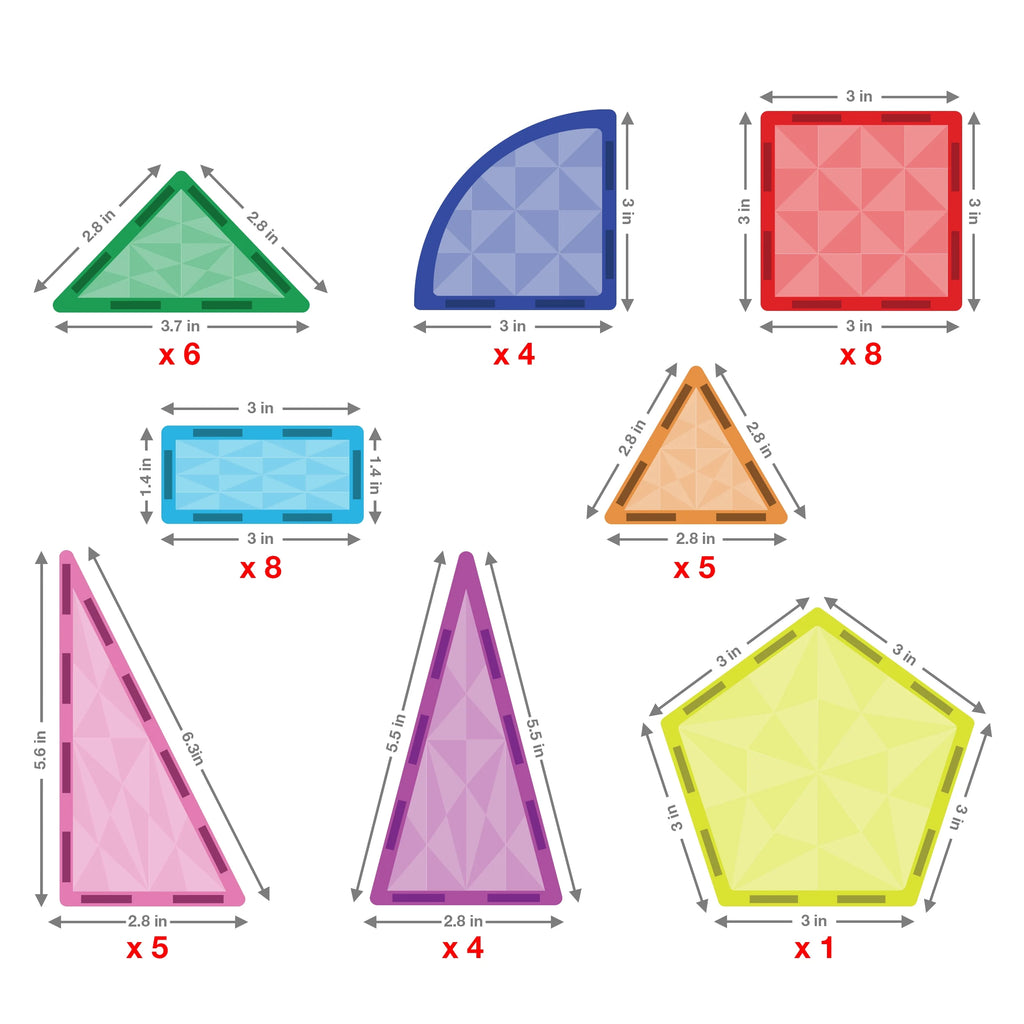 Picassotiles Magnetic Tiles for Kids – 41PCS STEM Construction Building Blocks Educational Toy Set