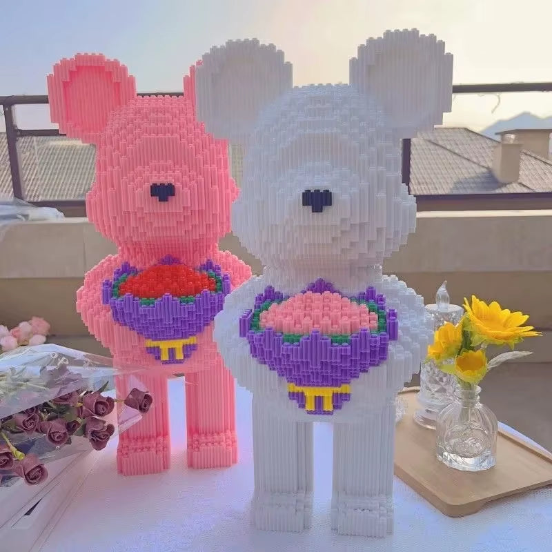 48Cm Flower Violent Bear Huge Building Block Children'S Toys with Small Particles Bricks 3D Model Children'S Adult Gift